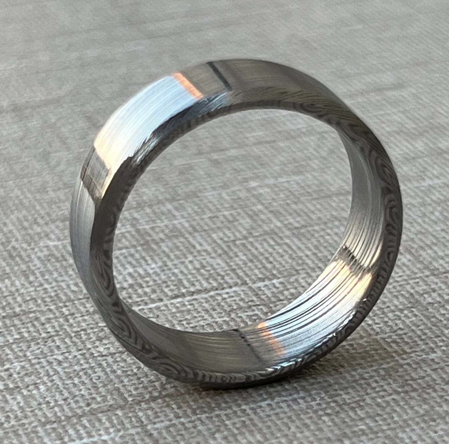 8mm Damasteel Heimskringla Pattern Ring: Handmade Edged Love Band