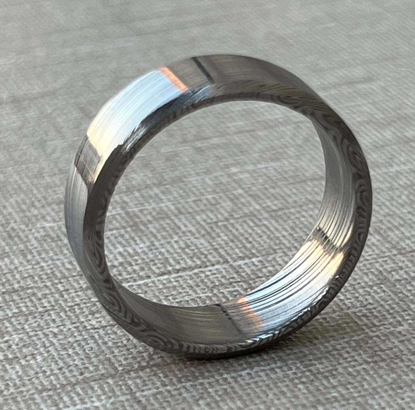 8mm Damasteel Heimskringla Pattern Ring: Handmade Edged Love Band