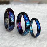 Titanium Couple Ring Set: Heat Anodized, Unique Pattern Wedding Bands