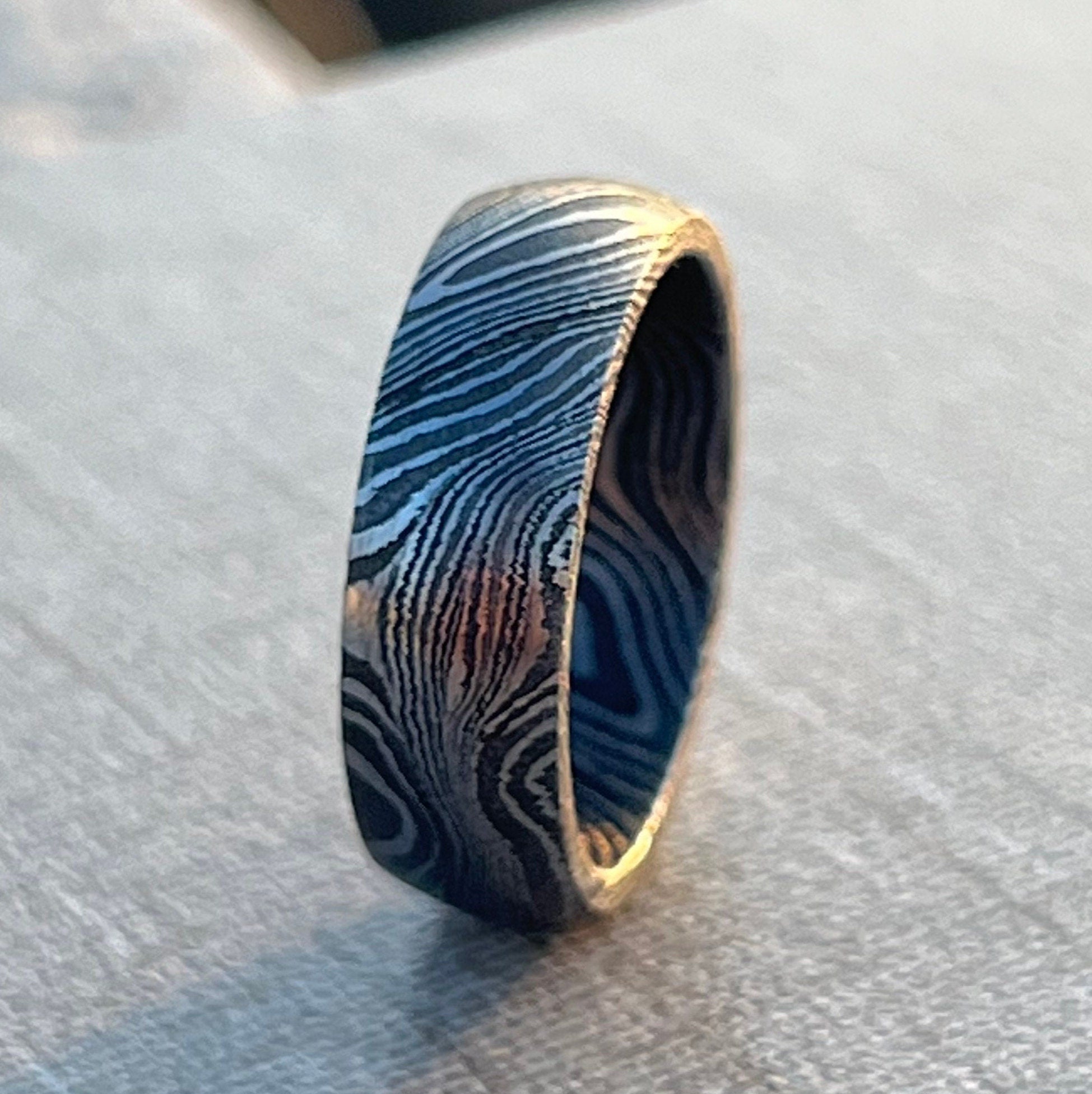Damascus Steel Ring: Hand Forged Men's Engagement Band