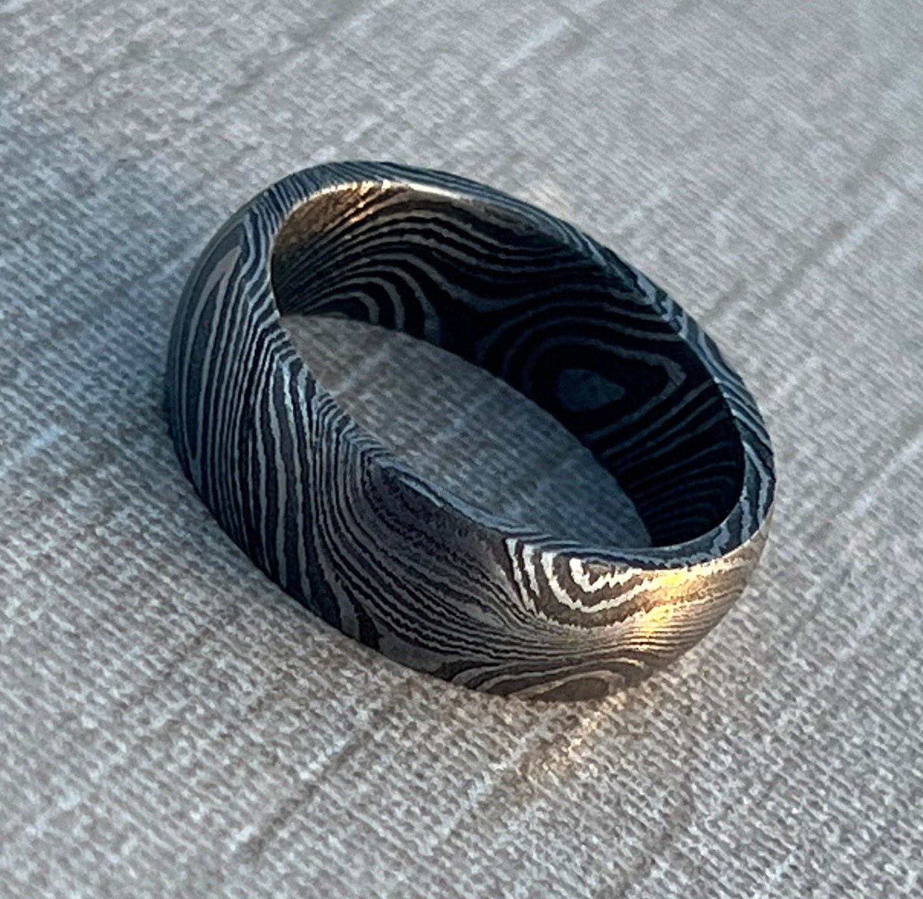 Damascus Steel Ring: Hand Forged Men's Engagement Band