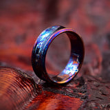Heat Anodized Titanium Wedding Band: Colorful Concave Ring, Handmade USA