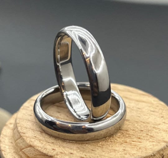 Handmade Domed Titanium Wedding Band: High Polish Comfort Fit, 5mm