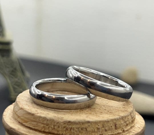 Handmade Domed Titanium Wedding Band: High Polish Comfort Fit, 5mm