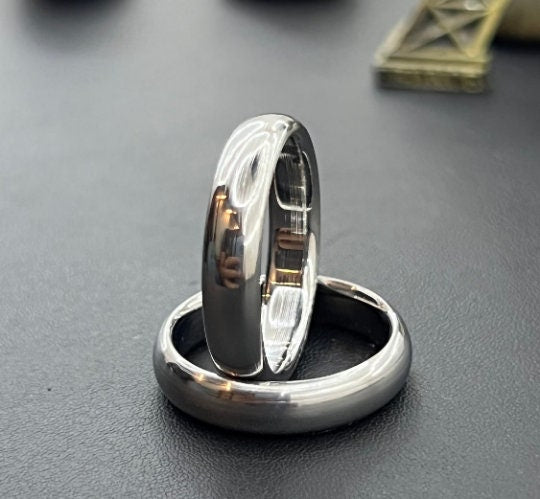 Handmade Domed Titanium Wedding Band: High Polish Comfort Fit, 5mm