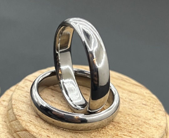 Handmade Domed Titanium Wedding Band: High Polish Comfort Fit, 5mm
