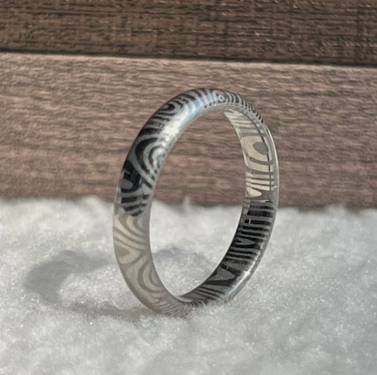 Damascus Stainless Steel Wedding Ring - Personalized &amp; Handmade