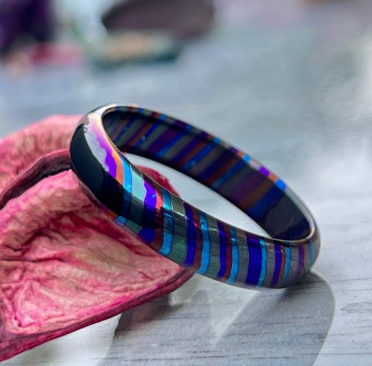 Timascus Zirconium Ring: 5mm Domed Unisex Band