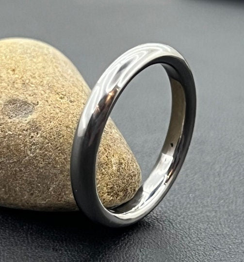 Handmade Domed Titanium Wedding Band: High Polish Comfort Fit, 5mm