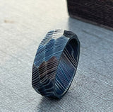 Damascus Steel Hammered Men's Wedding Band: 'The Titan' - 8mm