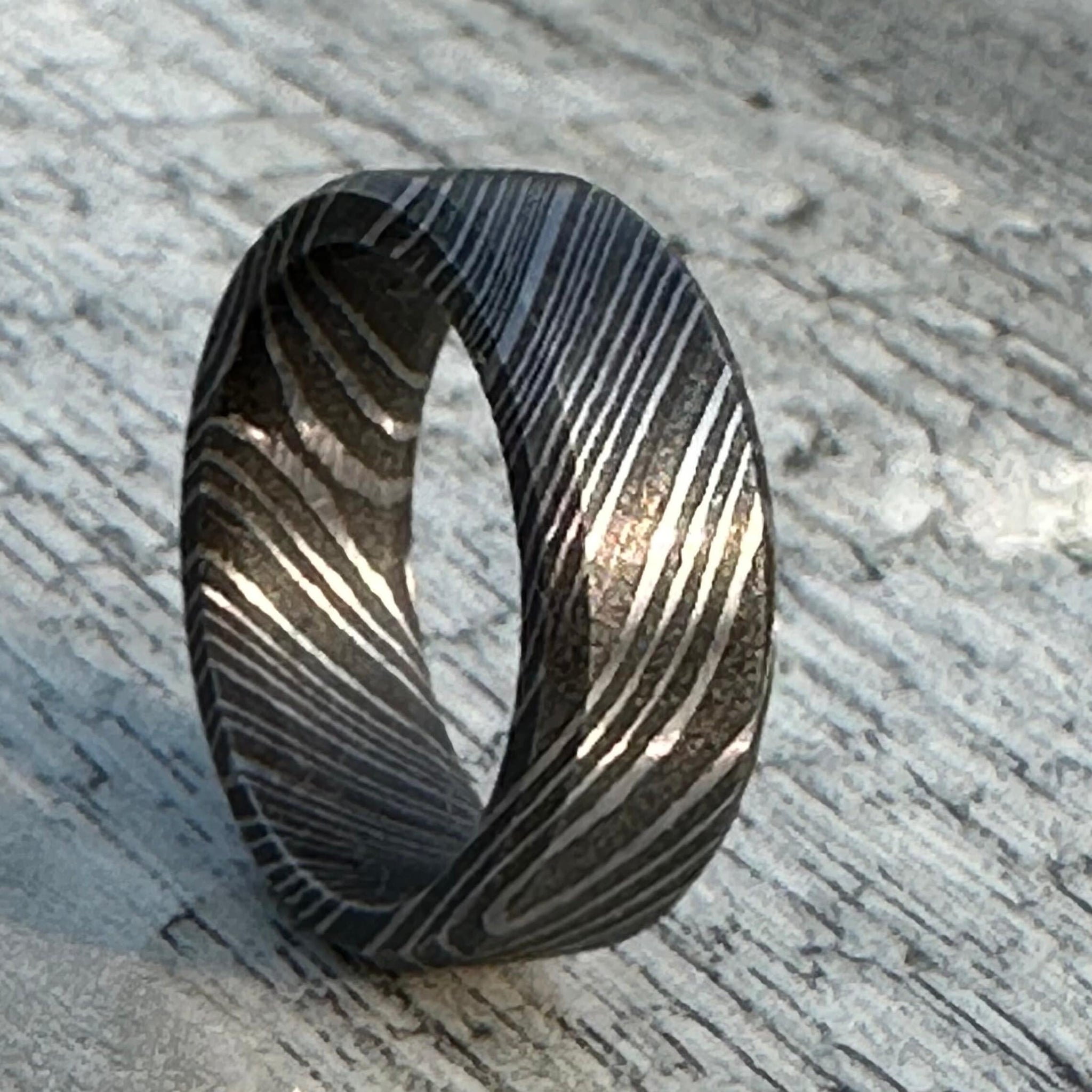 Damascus Steel Ring for Men | Durable Engagement Band