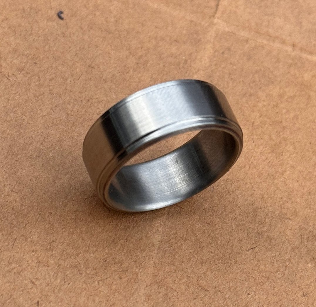 Minimalist Titanium Ring: Handcrafted Gray Wedding Band