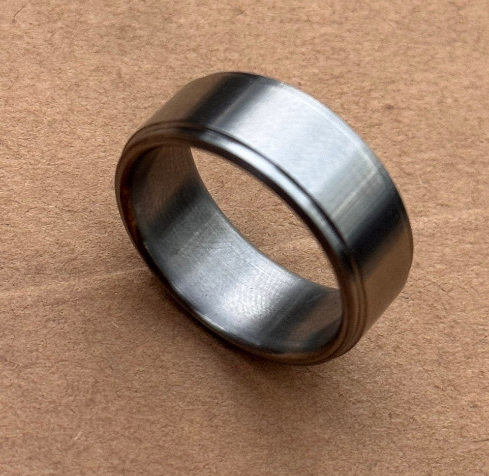 Minimalist Titanium Ring: Handcrafted Gray Wedding Band