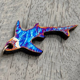 Flamed Anodized Titanium Shark Pendant: Grade 5 Colorful Animal Wear