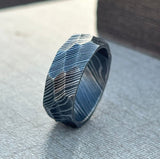 Damascus Steel Hammered Men's Wedding Band: 'The Titan' - 8mm