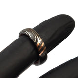 Damascus Steel Ring: Whisky Barrel Wood & Copper Lining