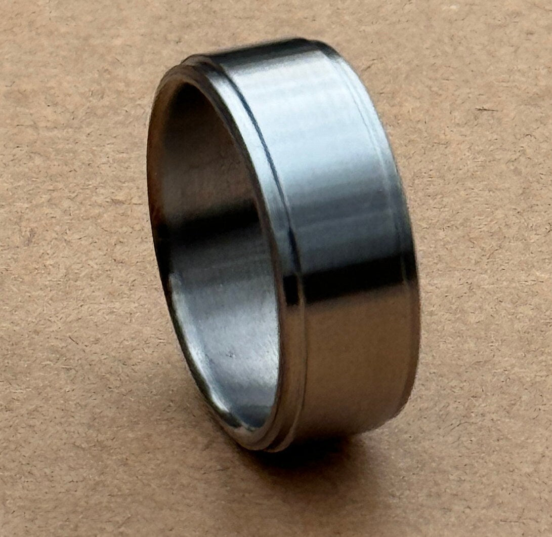 Minimalist Titanium Ring: Handcrafted Gray Wedding Band
