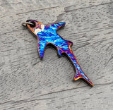 Flamed Anodized Titanium Shark Pendant: Grade 5 Colorful Animal Wear