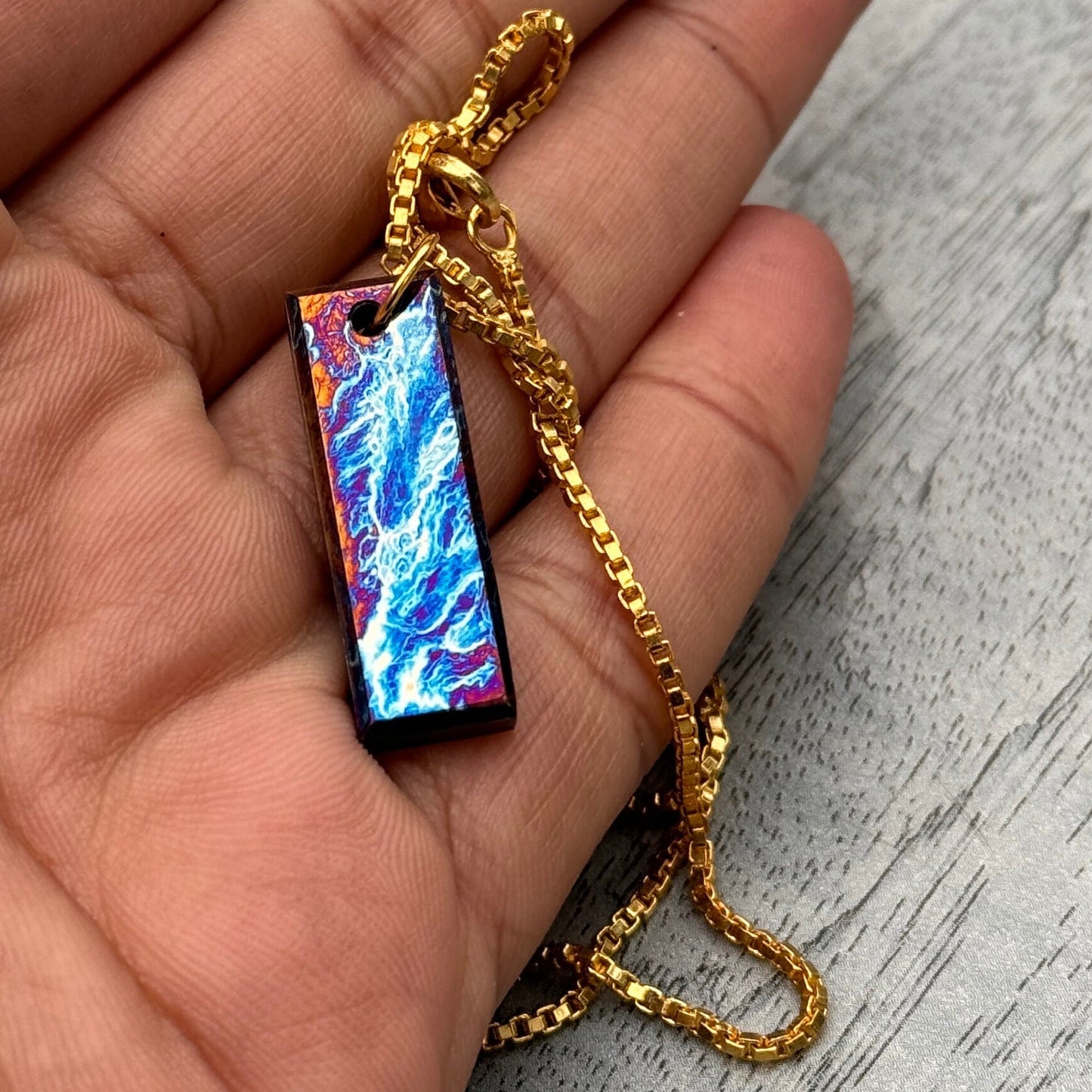 Anodized Titanium Rainbow Pendant - Personalized Mens Jewelry