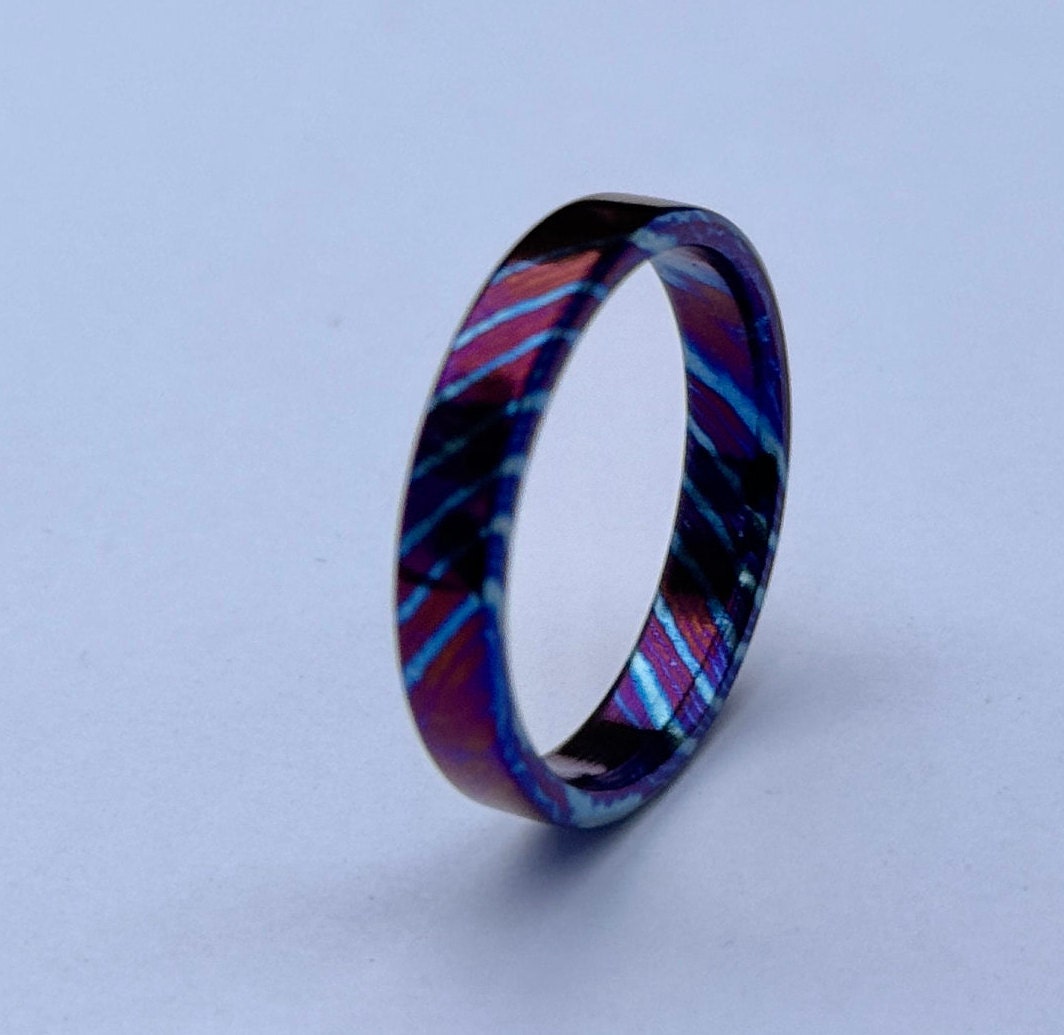 Timascus Ring: 4mm Titanium Alloy Band, Custom Wedding Jewelry