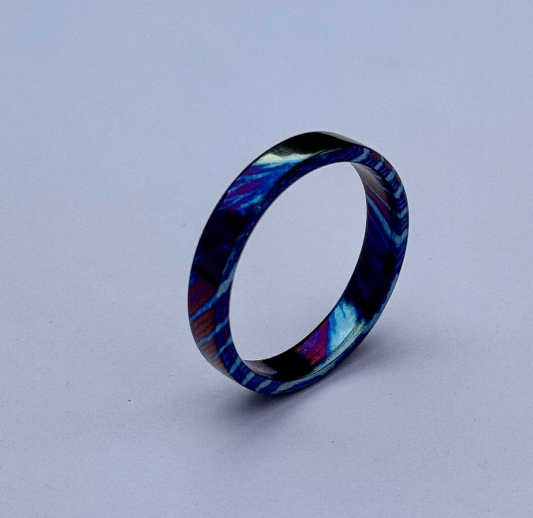 Timascus Ring: 4mm Titanium Alloy Band, Custom Wedding Jewelry