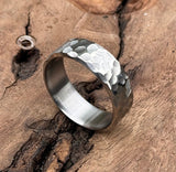 Hammered Titanium Ring: Minimalist Industrial Wedding Band