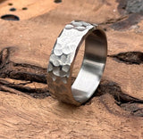Hammered Titanium Ring: Minimalist Industrial Wedding Band