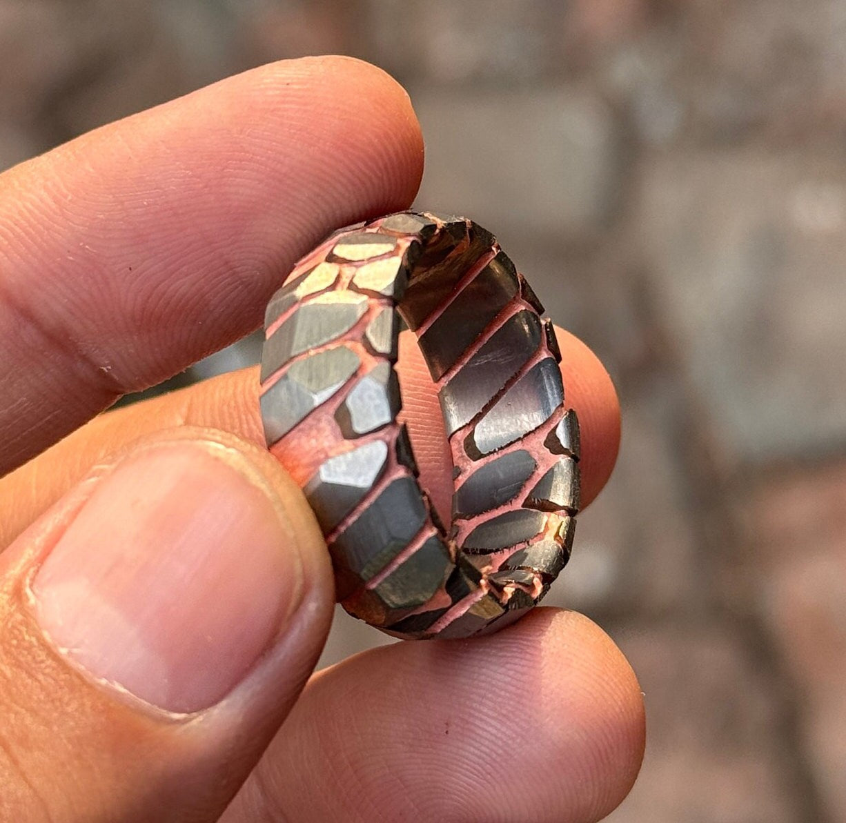 Acid Etched Superconductor Ring: Niobium Copper Wedding Band