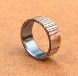 Minimalist Titanium Ring: Whisky Barrel Wood Wedding Band