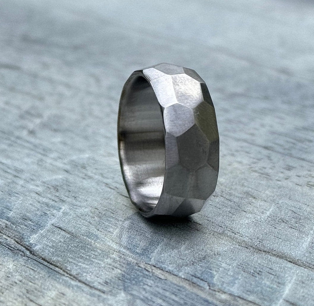 Hammered Titanium Ring: Minimalist Grade 5 Wedding Band