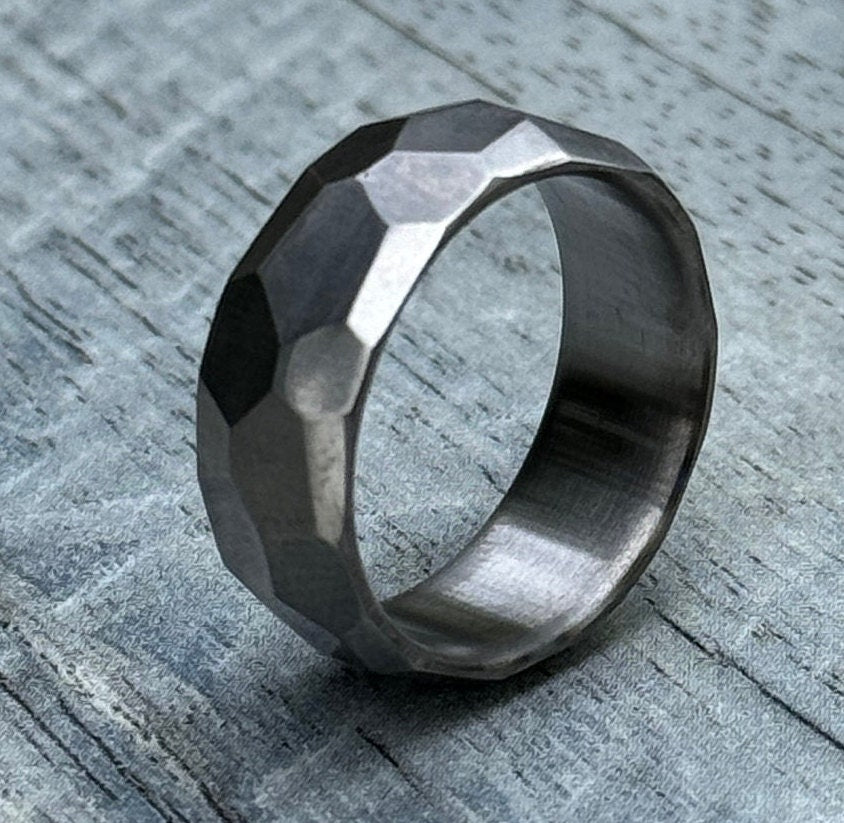 Hammered Titanium Ring: Minimalist Grade 5 Wedding Band