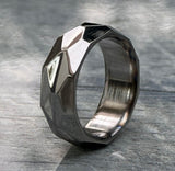 Handmade Titanium Hammered Ring: High Polished Wedding Band, Handmade Ring