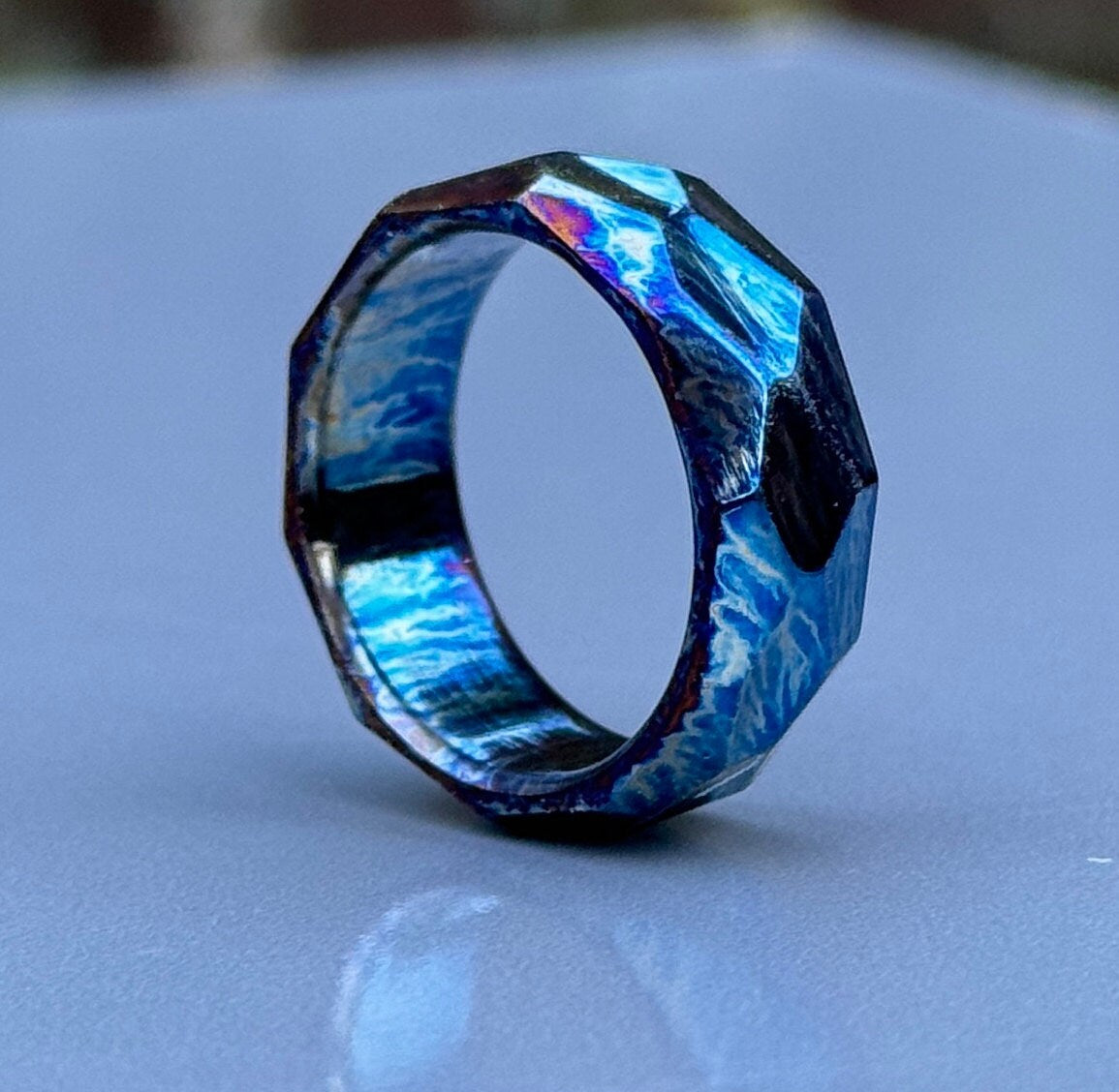 Titanium Rock Hammered Ring, Titanium Toxic ring, Handmade Titanium Ring,