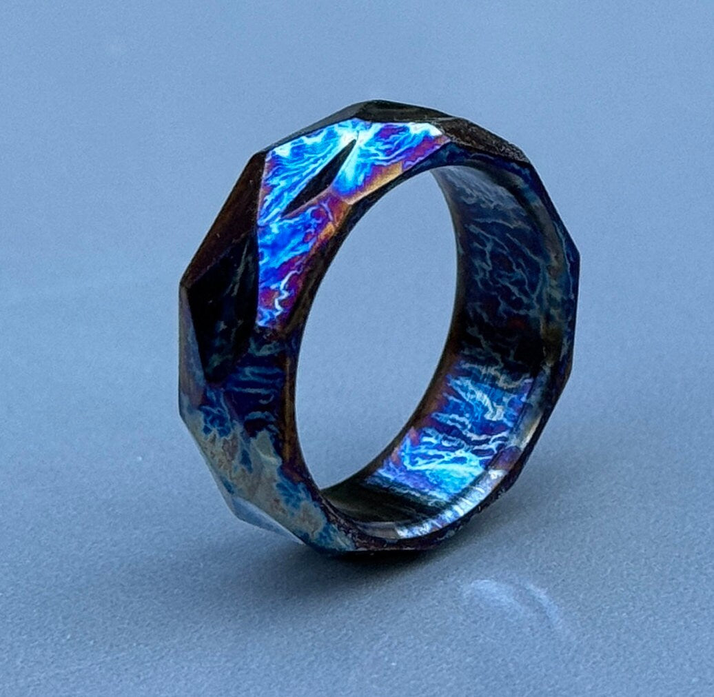 Titanium Rock Hammered Ring, Titanium Toxic ring, Handmade Titanium Ring,