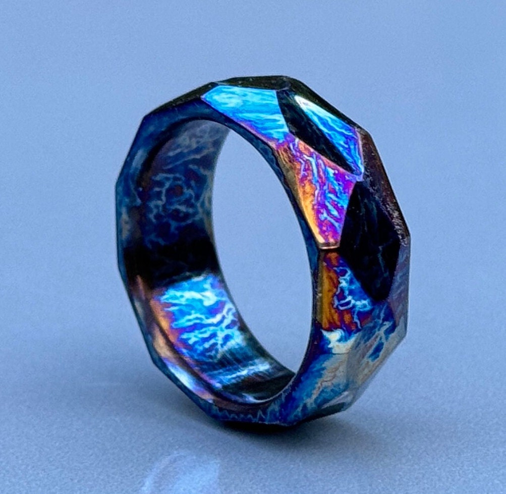 Titanium Rock Hammered Ring, Titanium Toxic ring, Handmade Titanium Ring,