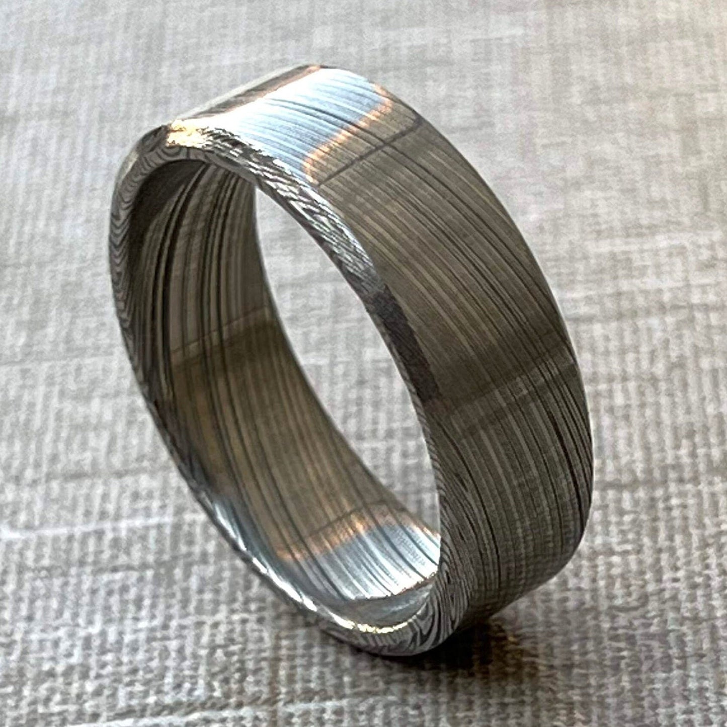 8mm Damasteel Heimskringla Pattern Ring: Handmade Edged Love Band