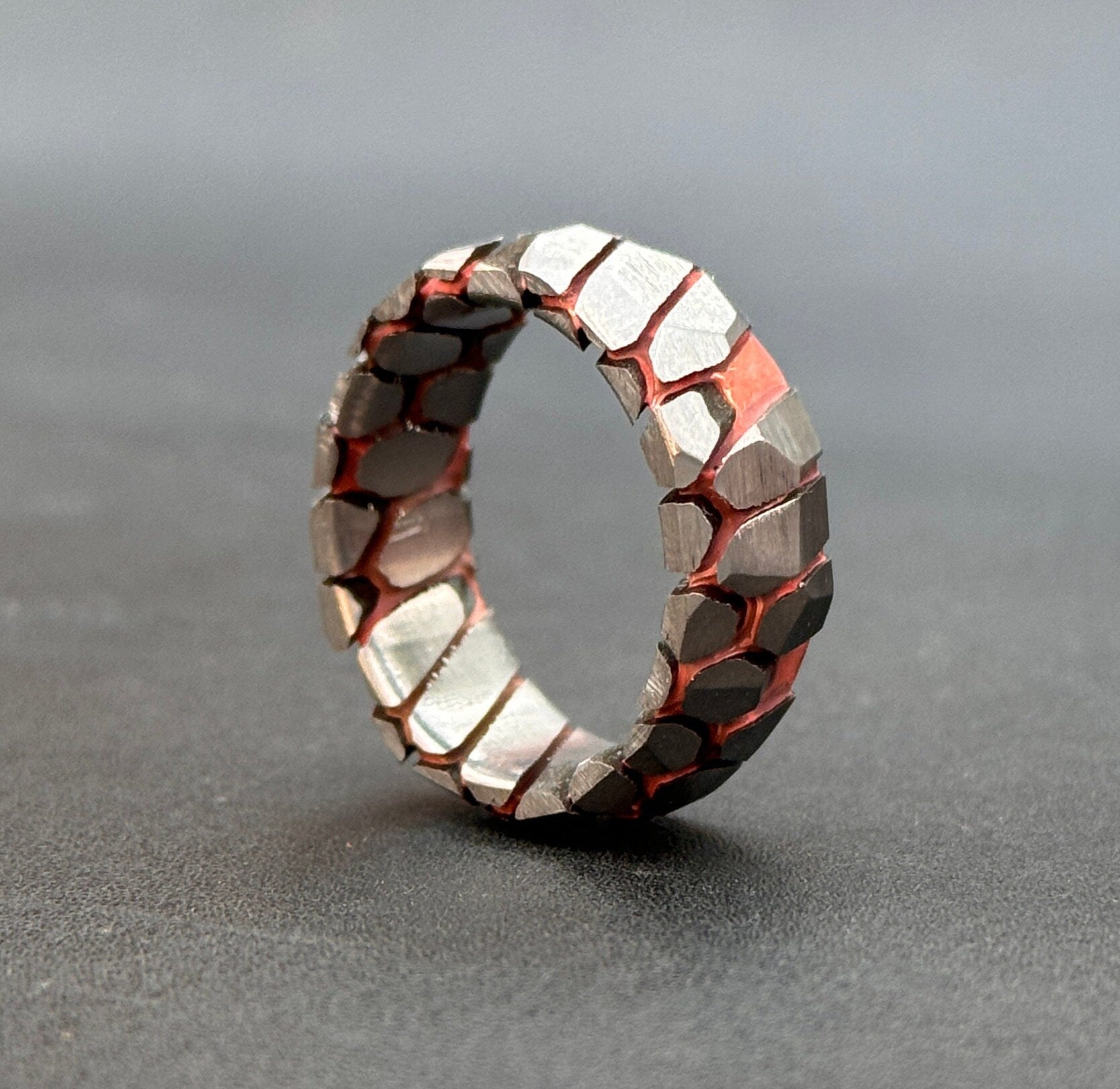 Acid Etched Superconductor Ring: Niobium Copper Wedding Band