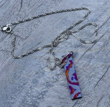 Black Timascus Bar Pendant | Customized Zircuti Jewelry Gift