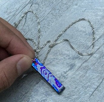 Black Timascus Bar Pendant | Customized Zircuti Jewelry Gift