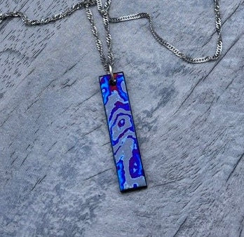 Black Timascus Bar Pendant | Customized Zircuti Jewelry Gift