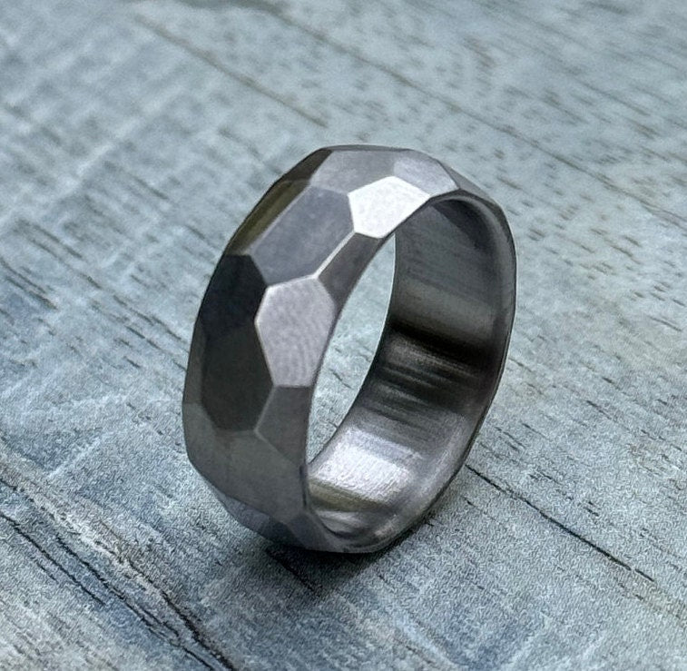 Hammered Titanium Ring: Minimalist Grade 5 Wedding Band