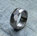 Hammered Titanium Ring: Minimalist Grade 5 Wedding Band