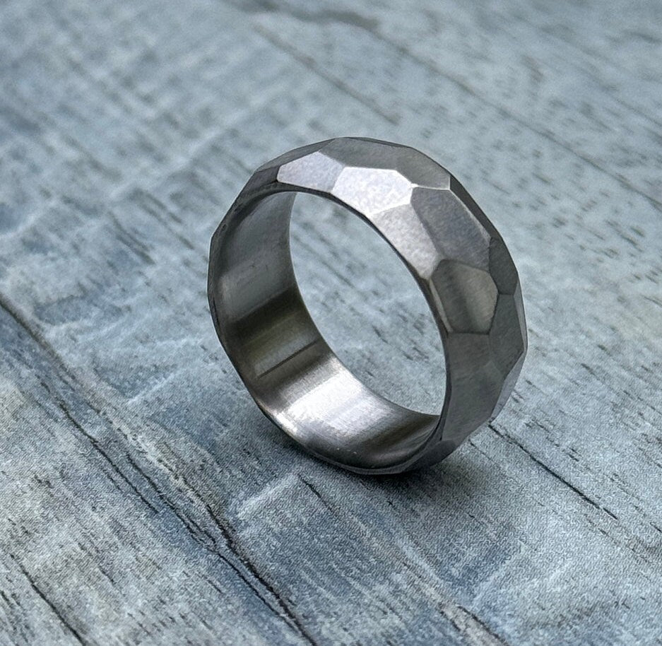 Hammered Titanium Ring: Minimalist Grade 5 Wedding Band