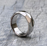 Handmade Titanium Hammered Ring: High Polished Wedding Band, Handmade Ring