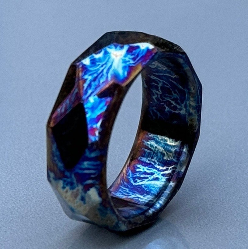 Titanium Rock Hammered Ring, Titanium Toxic ring, Handmade Titanium Ring,