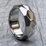 Handmade Titanium Hammered Ring: High Polished Wedding Band, Handmade Ring