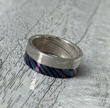 Damasteel & Zircuti Wedding Band: Black Timascus Anniversary Ring