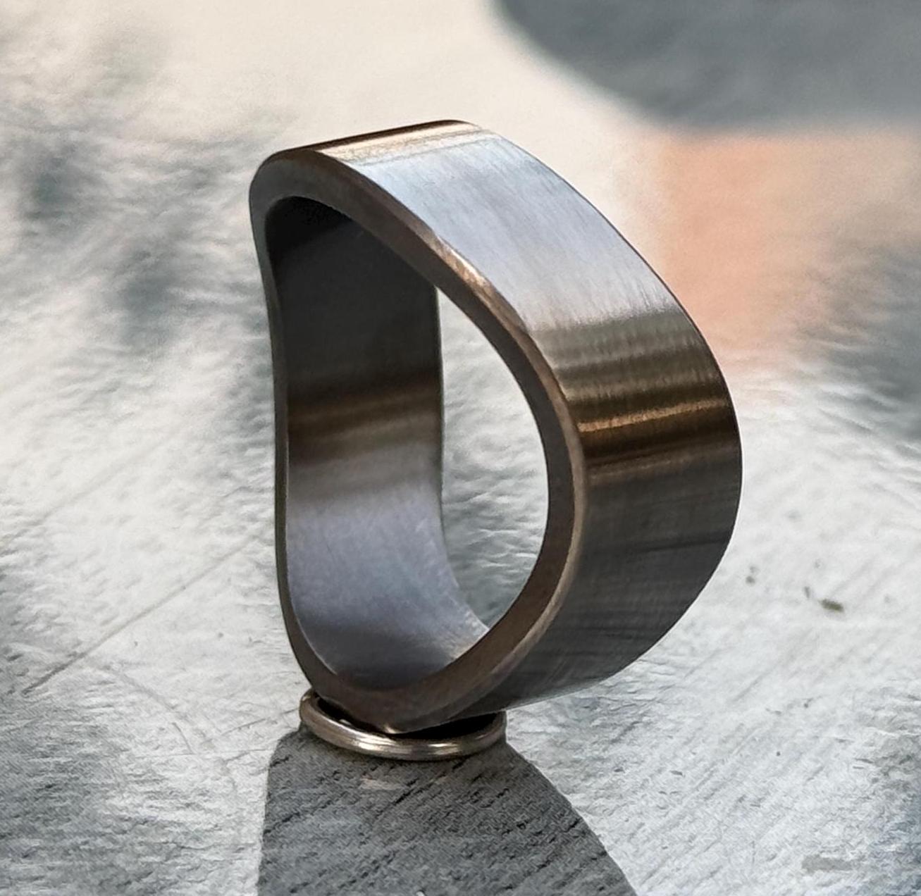 Minimalist Titanium Curved Ring: Brushed Finish Wedding Band