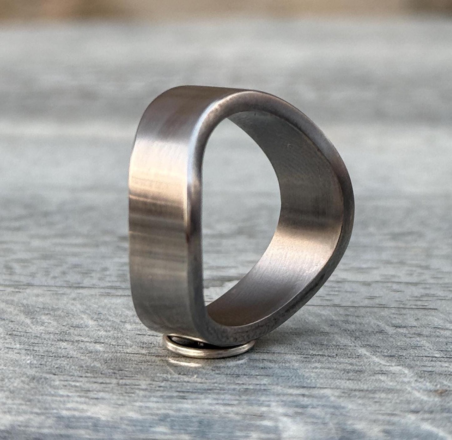Minimalist Titanium Curved Ring: Brushed Finish Wedding Band