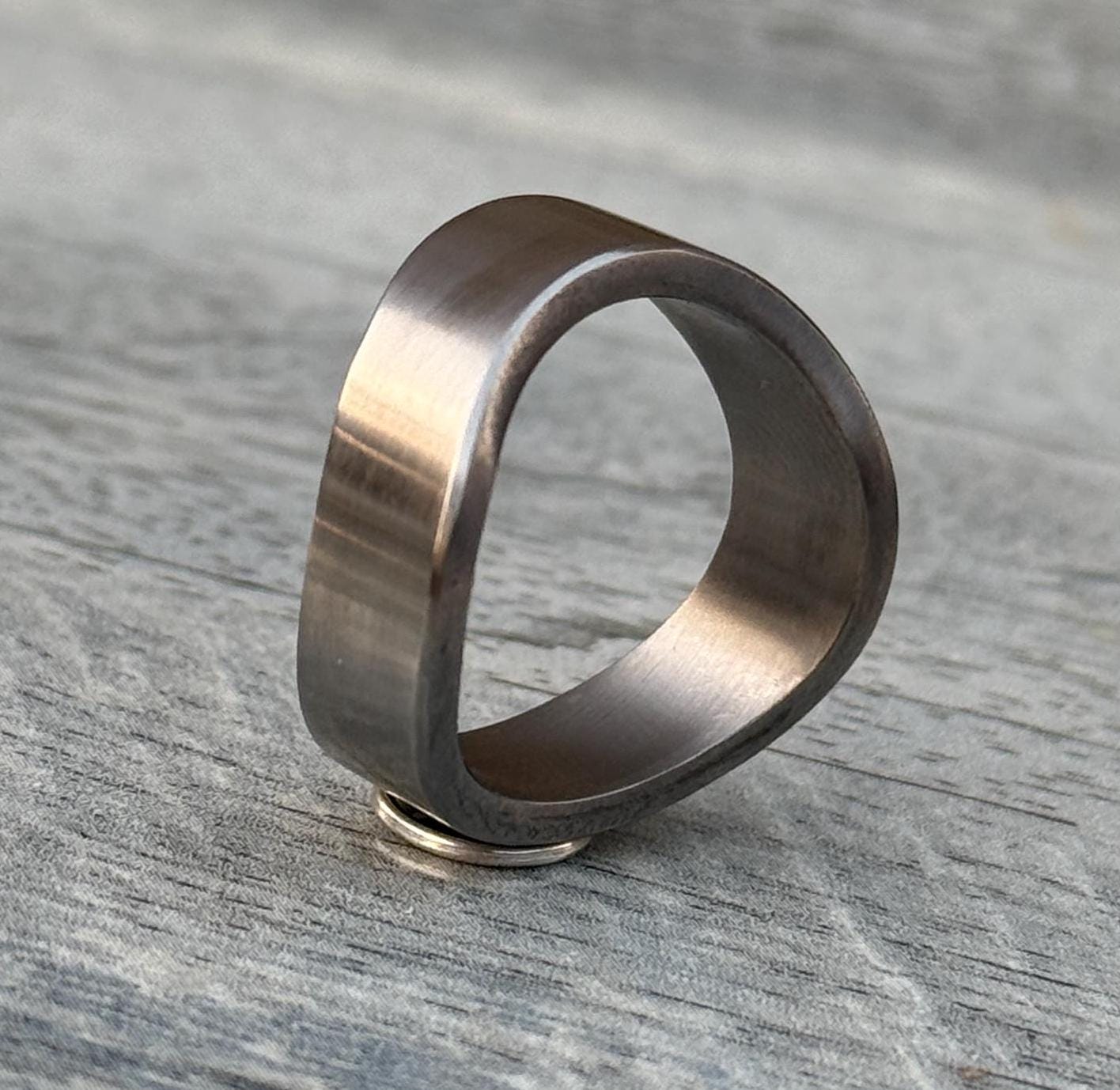 Minimalist Titanium Curved Ring: Brushed Finish Wedding Band